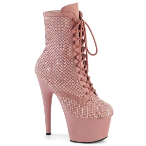 ADORE-1020RM 18 cm pleaser high heels ankle boots strass rose