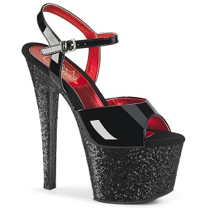 Black 18 cm SKY-309 glitter platform sandals shoes