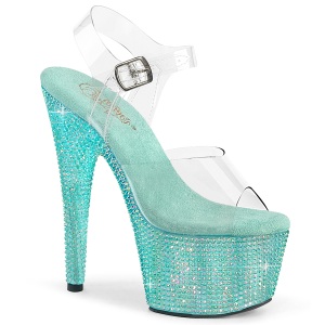 Blau 18 cm BEJEWELED-708RRS pole dance high heels schuhe strass plateau