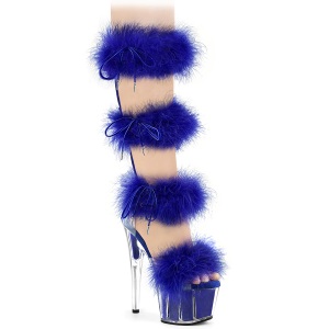 Blue 18 cm ADORE-728F exotic pole dance high heel sandals with feathers