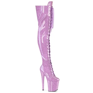 Glitter 20 cm FLAMINGO-3020GP Lila overknee stiefel mit schnürung high heels