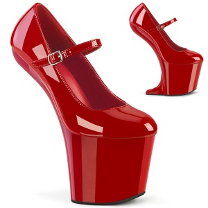 Lackleder 20 cm CRAZE-880 Heelless pumps pony heels rote