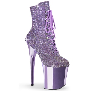 Lavender rhinestones 20 cm FLAMINGO-1020CHRS pleaser high heels ankle boots