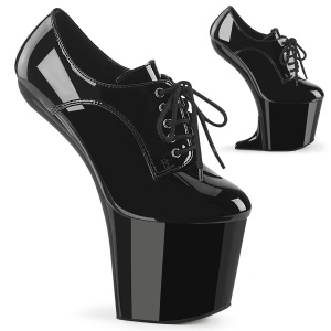 Patent 20 cm CRAZE-860 Heelless platform pony booties black