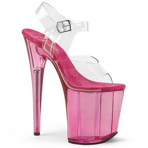 Pink 20 cm FLAMINGO-808T Acrylic Platform High Heeled Sandal