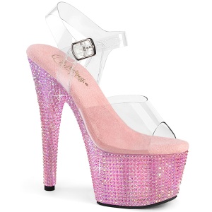 Rosa 18 cm BEJEWELED-708RRS pole dance high heels schuhe strass plateau