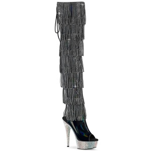 Schwarz 15 cm pole dance exotic overkneestiefel mit strass fransen