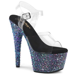 Schwarz 18 cm BEJEWELED-708MS pole dance high heels schuhe strass plateau