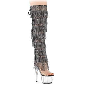 Schwarz 18 cm pole dance exotic overkneestiefel mit strass fransen