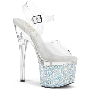 Silber 18 cm ESTEEM-708LG-2 glitter plateauschuhe high heels