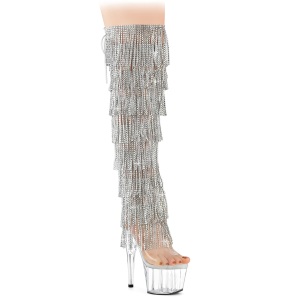 Silber 18 cm pole dance exotic overkneestiefel mit strass fransen