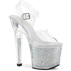 Silver 18 cm LOVESICK-708SG glitter platform sandals shoes