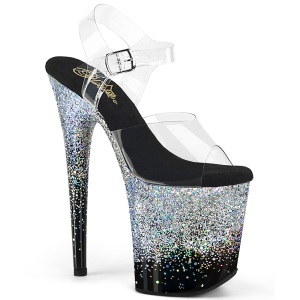 Silver 20 cm FLAMINGO glitter platform sandals shoes