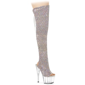 Strass ADORE 18 cm open toe overknee stiefel mit schnürung high heels