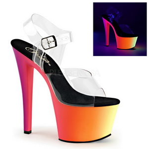 Transparent 18 cm RAINBOW-308UV High Heeled Sandal Neon Platform