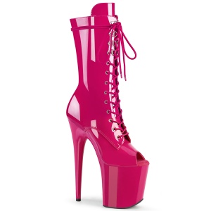 Vegan 20 cm FLAMINGO-1051 exotic platform peeptoe stiefel pink