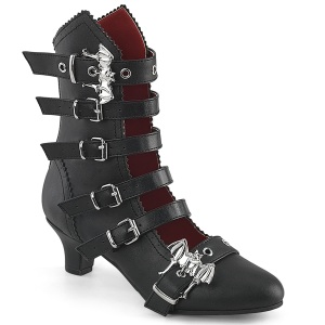 Vegan 5 cm FLORA-1035 nosferatu goth ankle boots with buckles