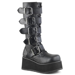 Vegan 8,5 cm TTRASH518 cyberpunk kniehohe plateaustiefel herren schwarz