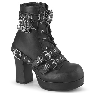 Vegan 9,5 cm GOTHIKA-66 emo chunky platform boots mit schnallen