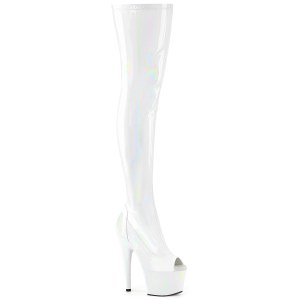 Weiss 18 cm ADORE-3011HWR Hologramm overkneestiefel peeptoe