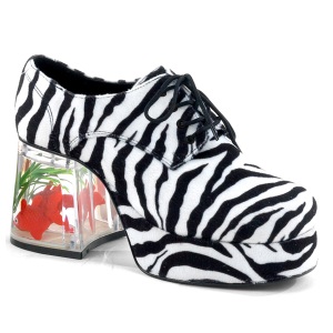 Zebra PIMP-02 herren zuhälterschuhe mit goldfisch aquarium absatz