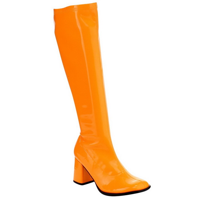 neon orange thigh high boots