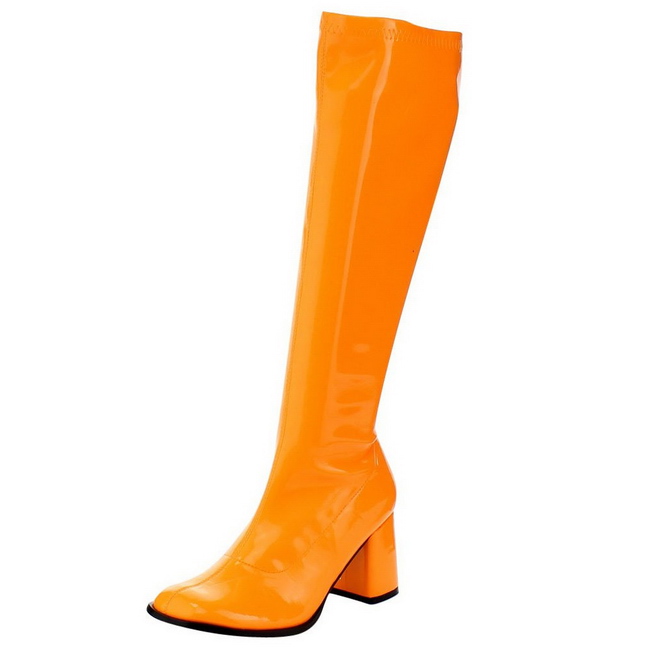 neon orange thigh high boots