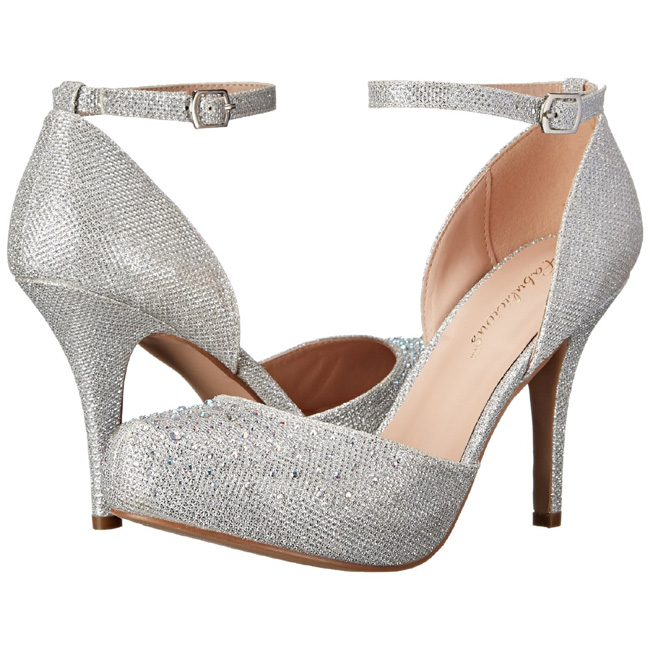 Silver Rhinestone 9 cm COVET-03 Low Heeled Classic Pumps Shoes