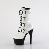 1046TT - 18 cm platform high heel boots patent white