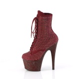 ADORE-1020RM 18 cm pleaser high heels ankle boots strass burgundy