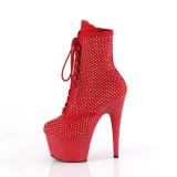 ADORE-1020RM 18 cm pleaser high heels ankle boots strass red