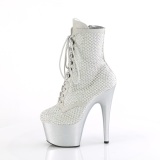 ADORE-1020RM 18 cm pleaser high heels ankle boots strass silver