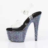 Black 18 cm BEJEWELED-708MS Pole dance high heels shoes rhinestones platform