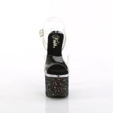 Black 18 cm ESTEEM-708LG Glitter Platform High Heels Shoes