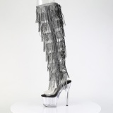 Black 18 cm pole dance exotic overknee boots rhinestone fringes