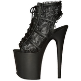 Black Lace Fabric 20 cm FLAMINGO-896LC Lace Up Ankle Calf Women Boots