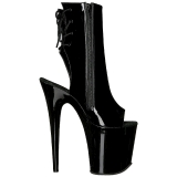 Black Patent 20 cm Pleaser FLAMINGO-1018 Platform Ankle Calf Boots