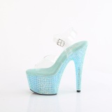 Blau 18 cm BEJEWELED-708RRS pole dance high heels schuhe strass plateau