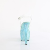 Blau 18 cm BEJEWELED-708RRS pole dance high heels schuhe strass plateau