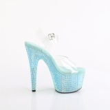 Blau 18 cm BEJEWELED-708RRS pole dance high heels schuhe strass plateau