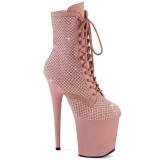 FLAMINGO-1020RM 20 cm pleaser high heels ankle boots strass rose