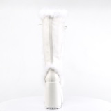 Faux fur trim goth 13 cm womens gothic chunky platform boots white