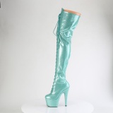 Glitter 18 cm ADORE-3020GP Grüne overknee stiefel mit schnürung high heels