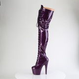 Glitter 18 cm ADORE-3020GP Violet thigh high boots with laces high heels