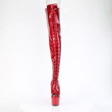 Glitter 18 cm PEEP TOE Rote overknee stiefel mit schnürung high heels