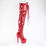 Glitter 18 cm PEEP TOE Rote overknee stiefel mit schnürung high heels