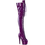 Glitter 18 cm PEEP TOE Violett overknee stiefel mit schnürung high heels