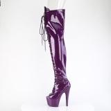 Glitter 18 cm PEEP TOE Violett overknee stiefel mit schnürung high heels