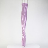 Glitter 18 cm PEEP TOE purple thigh high boots with laces high heels