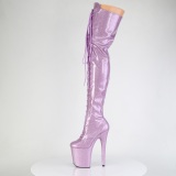 Glitter 20 cm FLAMINGO-3020GP Lila overknee stiefel mit schnürung high heels